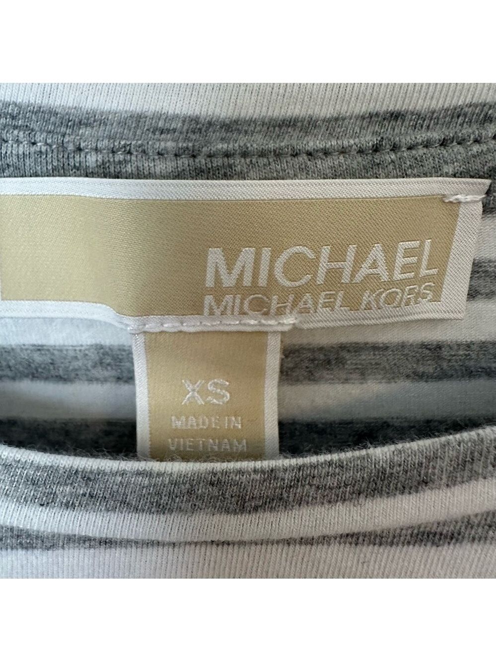 MICHAEL Michael Kors Cap Sleeve Gray And White Striped Dress With Zipper XS - Picture 4 of 6